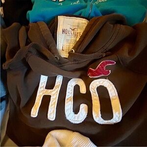 Hollister Chocolate Brown Hoodie with Red Logo